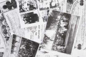 A composite image of photos, certificates, and documents.