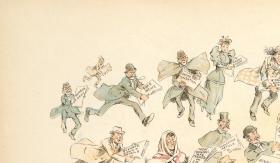 Detail from The Fin de Siècle Newspaper Proprietor, an illustration featured in an 1894 issue of Puck magazine (source: Library of Congress)