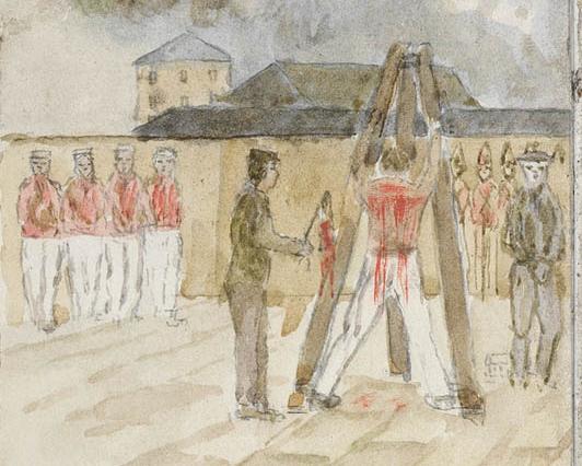 A man being flogged