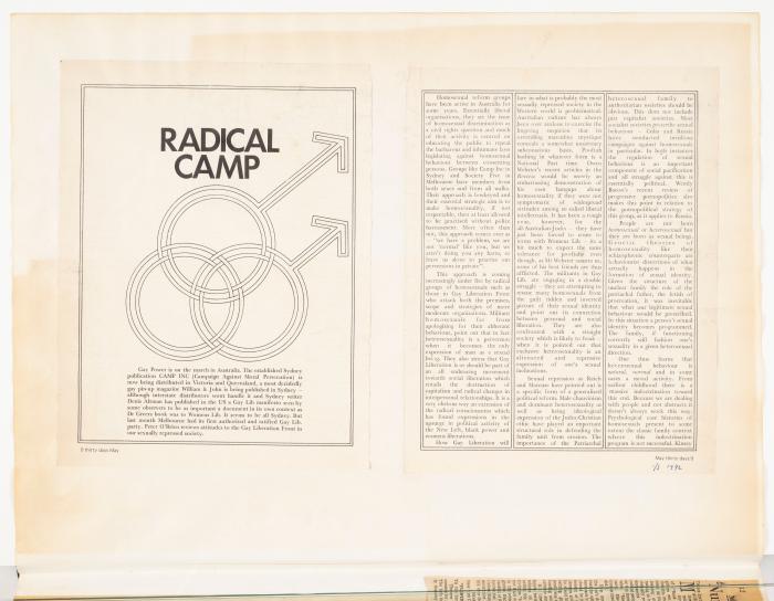 "Radical Camp", Maythirty, p.9: Terrence Bell Scrapbook